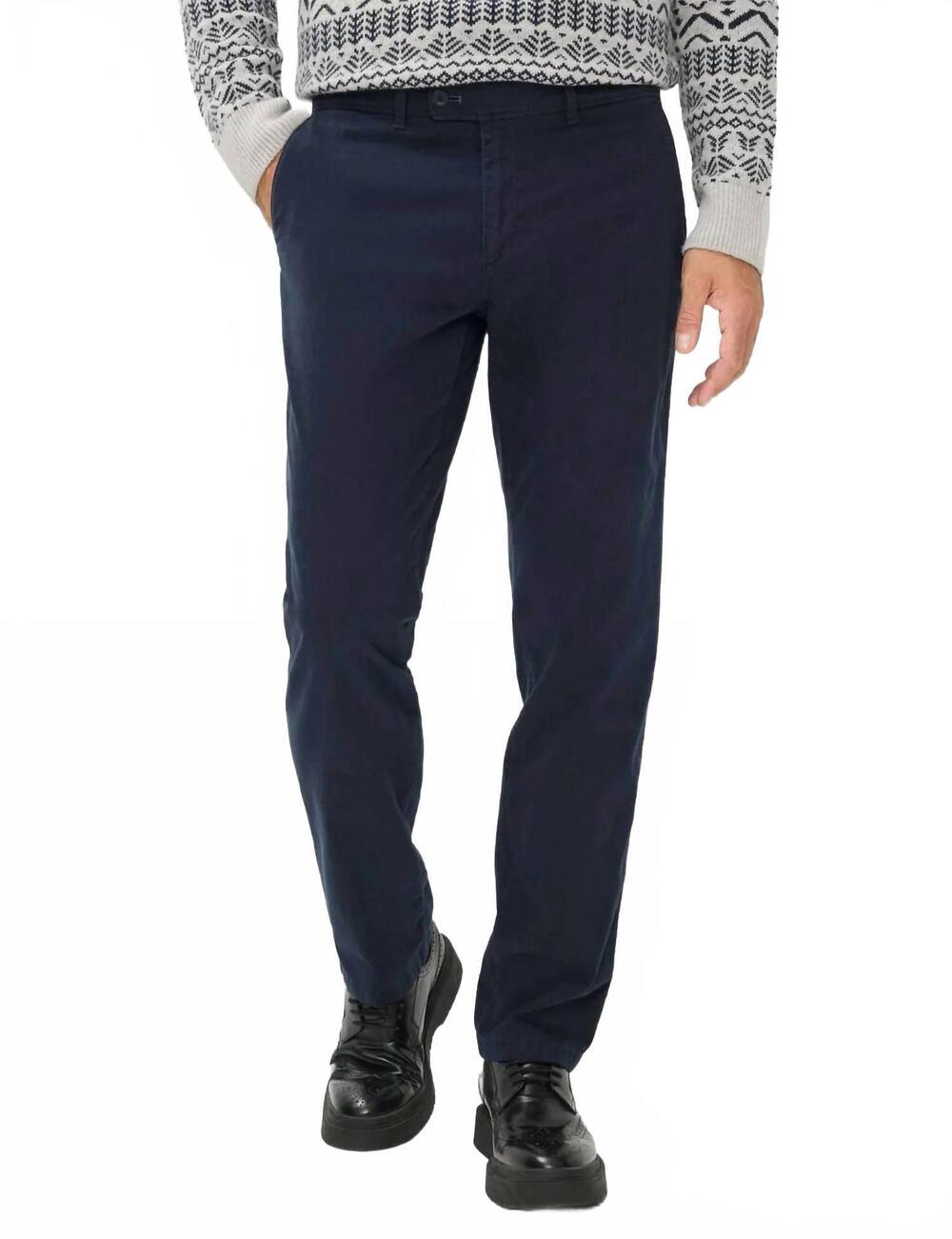 NEW BRAX evans flat front chino pants in midnight